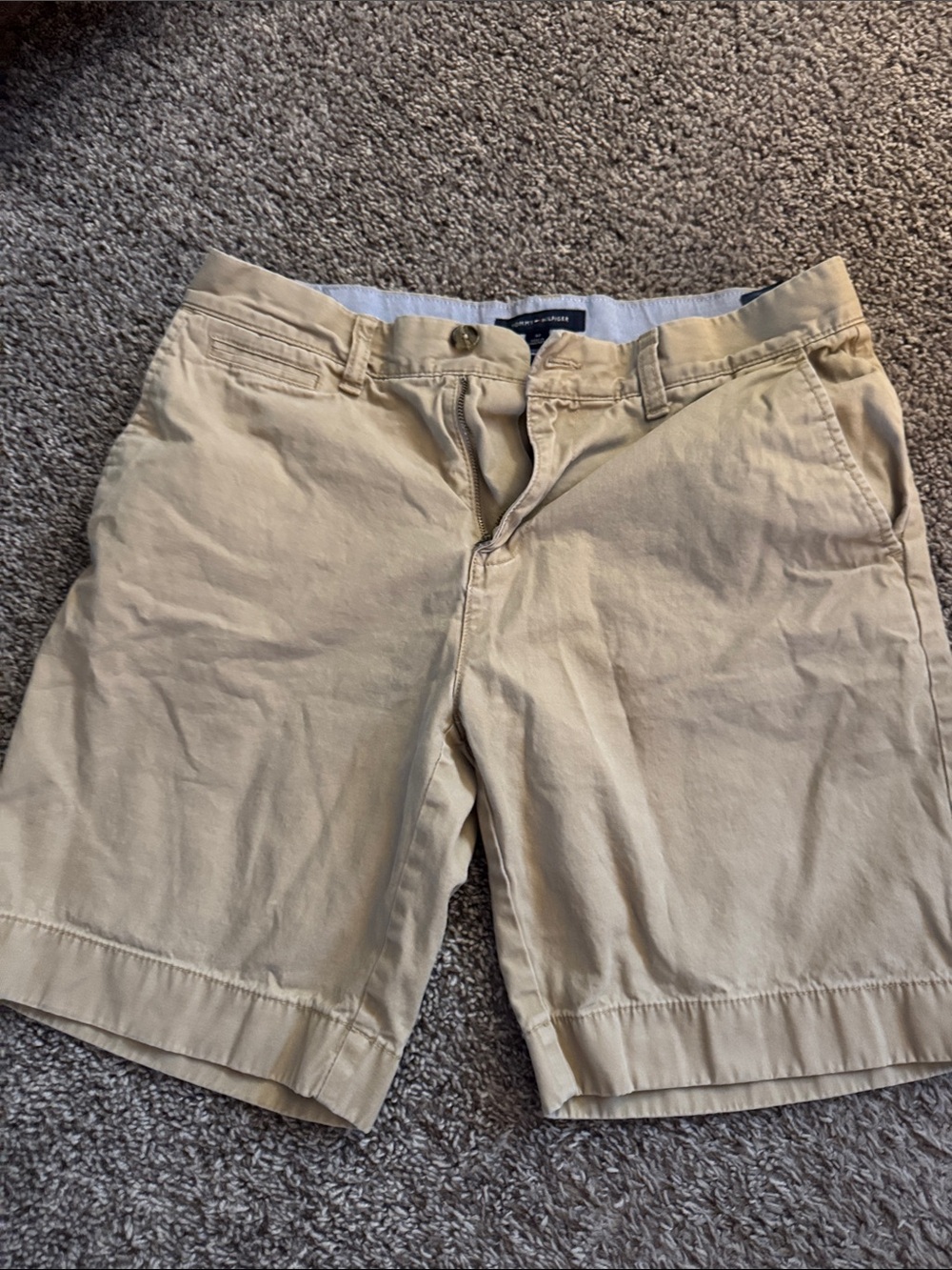Tommy Hilfiger Beige Flat-Front Chino Shorts
